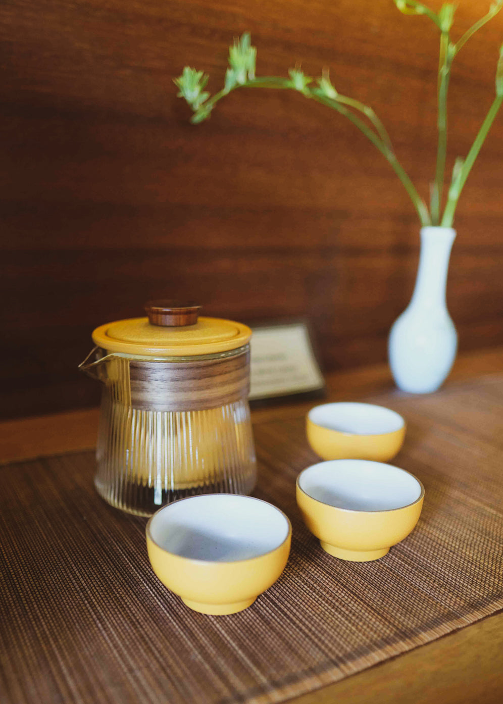 Fluted Glass Travel Tea Set