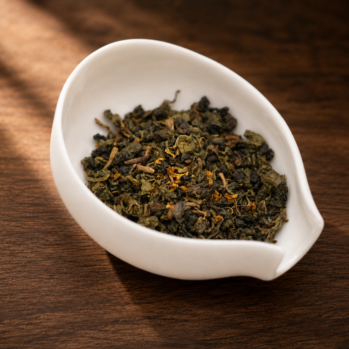 Osmanthus Tea in warm window light - Tea Chapter Singapore